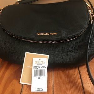 Michael Kors black Leather tassel crossbody